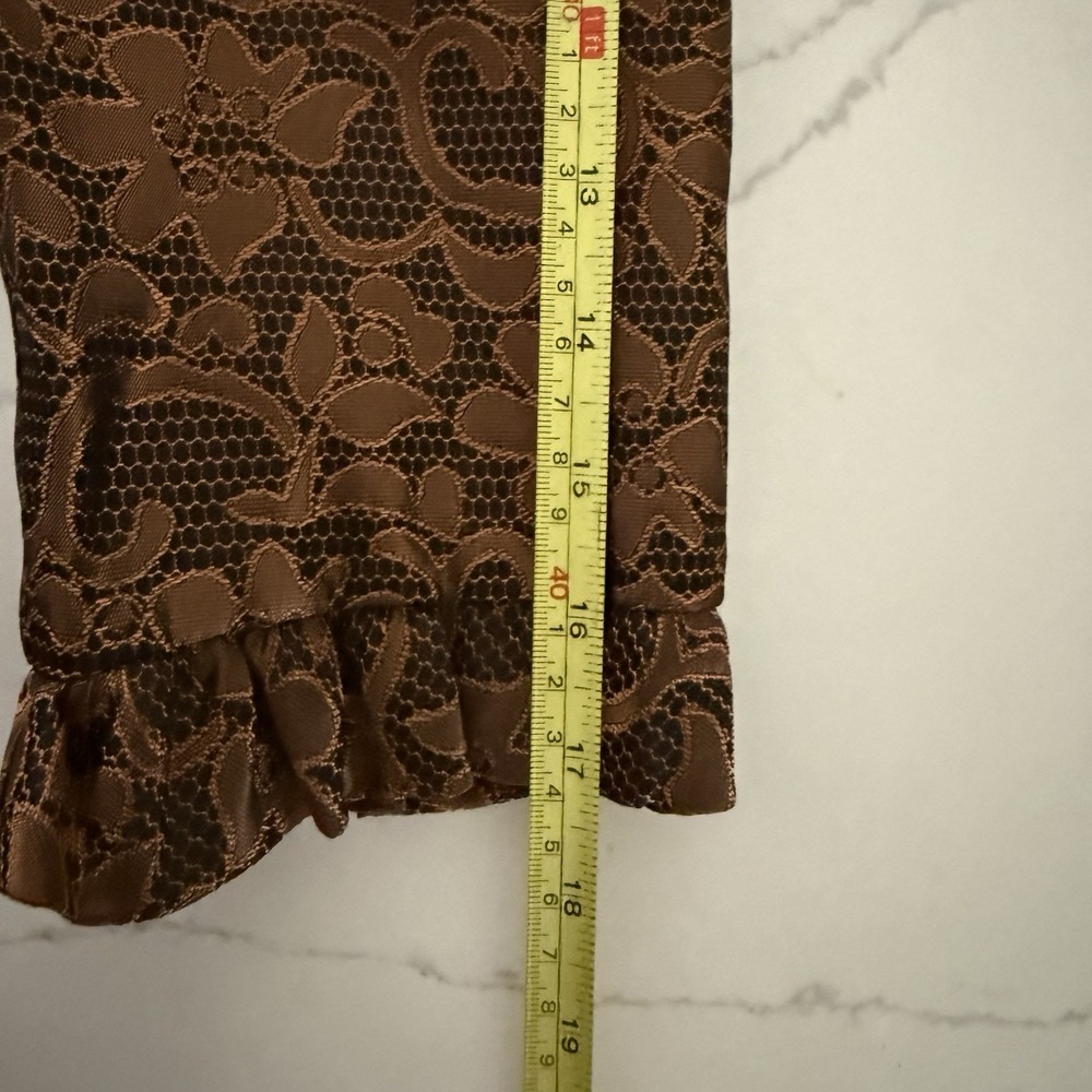Maggy London Vintage Copper Floral Lace Ruffle Blazer Jacket Size 8 USA Made EUC - Picture 8 of 8